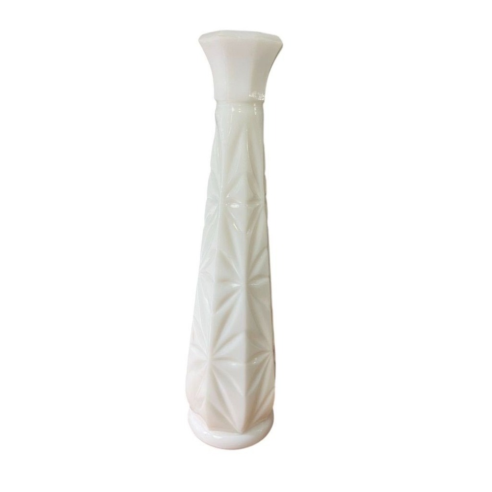 Vintage‎ Hoosier Milk Glass Bud Vase 9" Starburst Pattern White